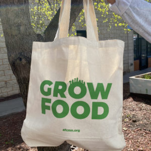 canvas tote bag with grow food logo